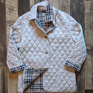 Burberry Quilted Jacket Lined Cream Medium